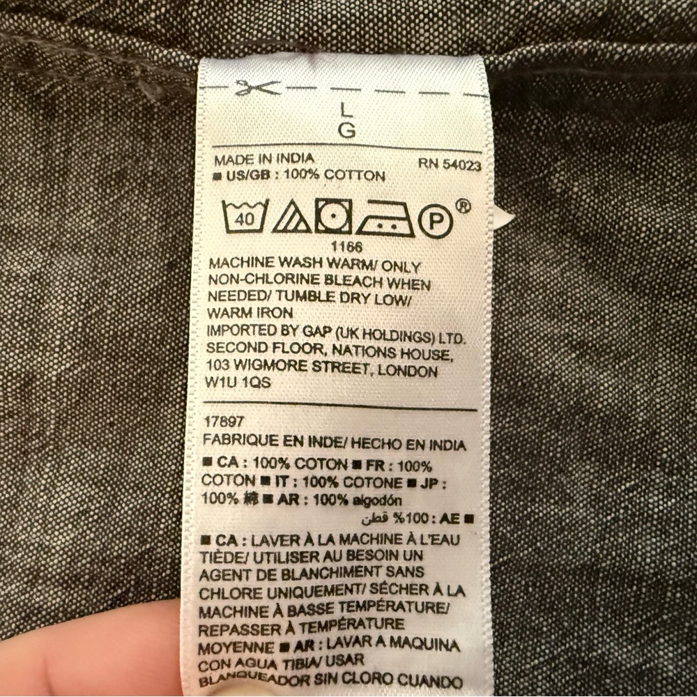 Chambray Black Washed Button Down Long Sleeve Shi… - image 5